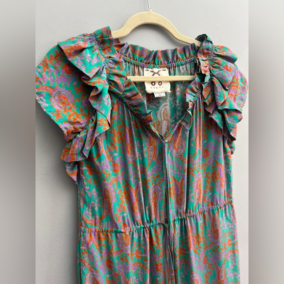 Figue Gianna Tassel Tiered Ruffle Silk Maxi Dress, Size Small - Picture 4 of 9